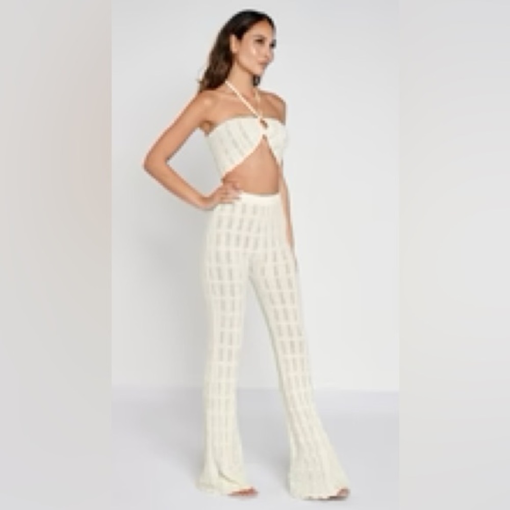 Pointelle Scalloped Flares in Cream